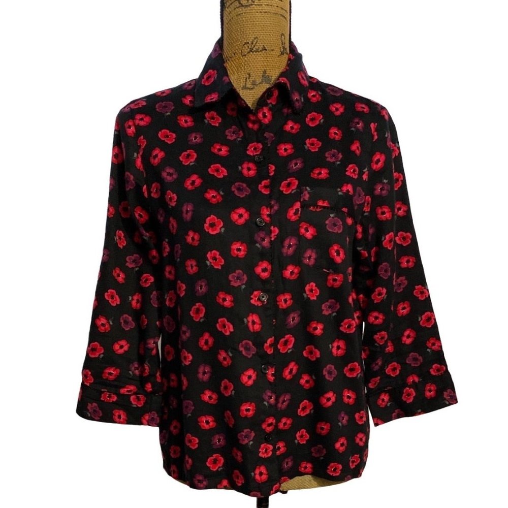 Kate‎ Spade S Button Down Shirt Dream A Little Dream Rick Rack Trim Floral Cute